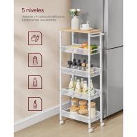 Carro de 4 Niveles, Carro Estrecho de Cocina con Ruedas, con Asa, para Espacio Reducido, 22 x 45,4 x 77 cm, para Cocina, Baño, Salón, Estudio, Marrón Rústico y Negro - details 34