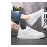 Zapatos De Cuero Para Hombre Negros Clásicos Planos Deportivos Con Cordones Zapatillas De Skateboarding Blancas Casual Para Caminar Y Correr - details 5