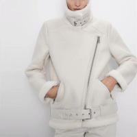 Chaqueta de piel de una pieza con cuello grueso para mujer, abrigo de manga larga con cinturón de cremallera diagonal, ropa de abrigo de invierno, nueva moda - details 1