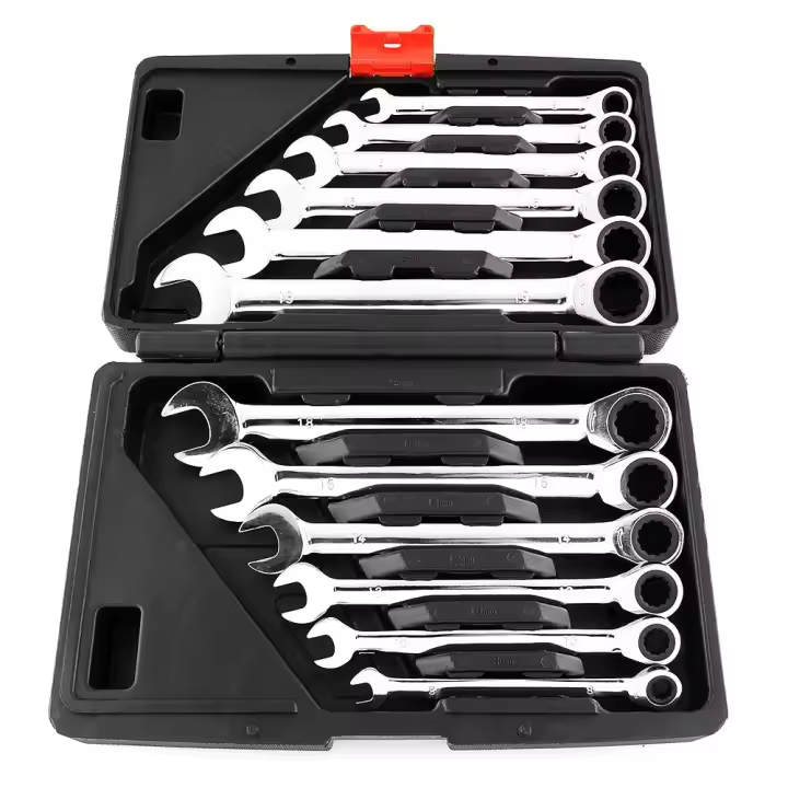 Llave de trinquete de ratchet kit de tornillo métrico 12 piezas 8-19mm perfecto para reparación de bicicletas y automóviles en casa - 1