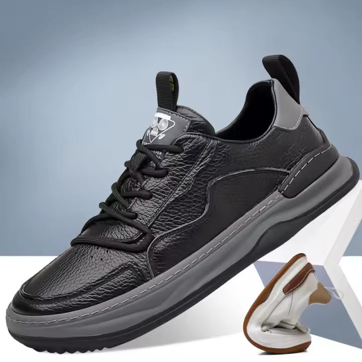 La primera capa de cuero de vaca zapatos casuales, cuero genuino transpirable zapatos de cuero de los hombres, deportes. - 1