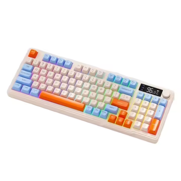 M96 Teclado inalámbrico Bluetooth de doble modo para juegos mecánicos PBT Ball Cap con mando de pantalla - 1