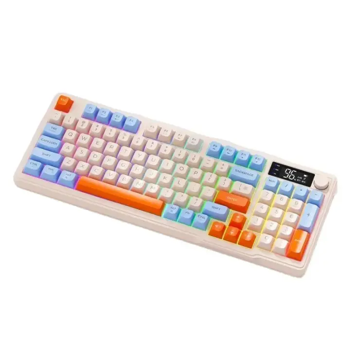 M96 Teclado inalámbrico Bluetooth de doble modo para juegos mecánicos PBT Ball Cap con mando de pantalla - 1