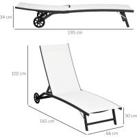 Pack de 2 Hamacas de Jardín Exterior Reclinables de Aluminio con Resalto Ajustable de 5 Niveles y Ruedas Ideal para Playa Piscina 165x66x102 cm Gris Oscuro - details 11