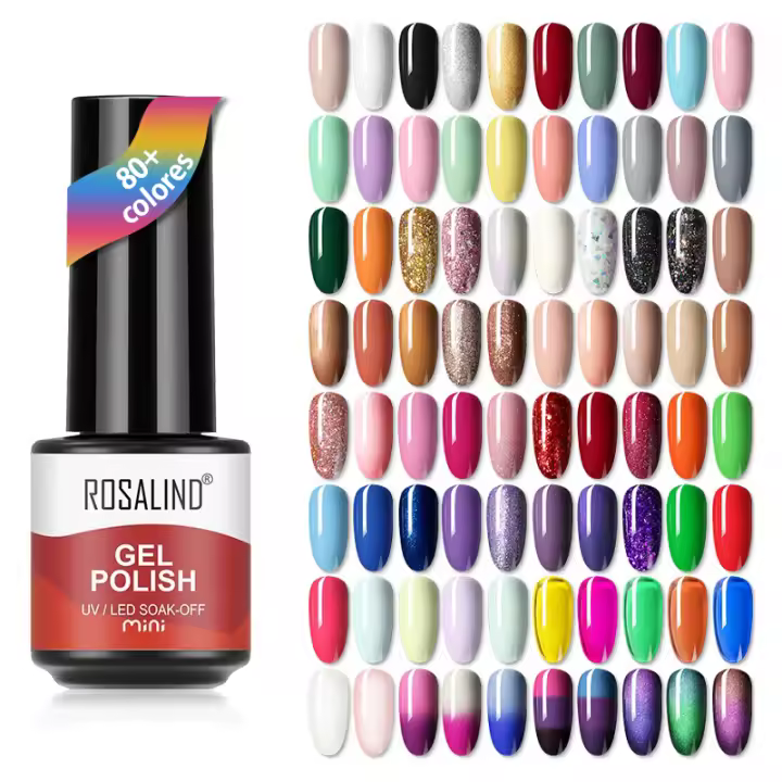 ROSALIND-miniesmalte de uñas en Gel, 80 colores, semipermanente, acrílico, UV, Gellak, Base mate, capa superior - 1