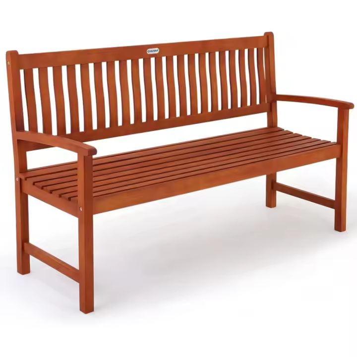 Banco de Jardín XL 3 Plazas 152x55x90cm Madera de Eucalipto Certificado FSC Terraza Mueble Exterior - 1