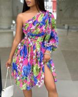 Vestido de mujer estampado con cintura y hombros descubiertos, cuello inclinado, nueva moda 2025 - details 4