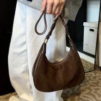 1 bolso retro de ante para mujer, bolso de hombro y axila de gran capacidad con cierre de cremallera, tela forrada de poliéster, tema de ocasión versátil, disponible en negro, burdeos, caqui, café - details 4