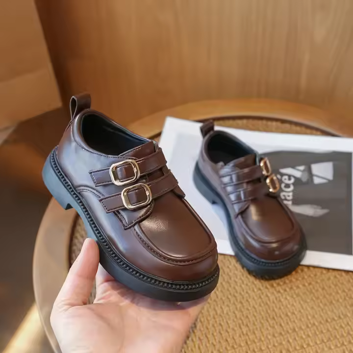 Zapatos multifuncionales de suela blanda de cuero antideslizante para niña, estilo coreano, Reino Unido, otoño, 2024 - 1