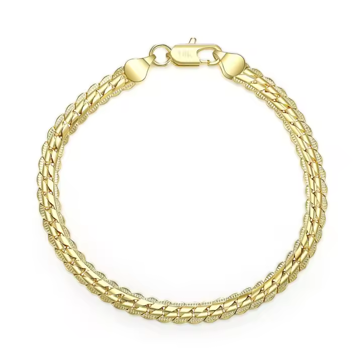 Una pulsera de serpiente dorada adecuada tanto para hombres como para mujeres, regalo de boda moderno de 5 mm de ancho y 20 cm, regalo del Día de la Madre - 1