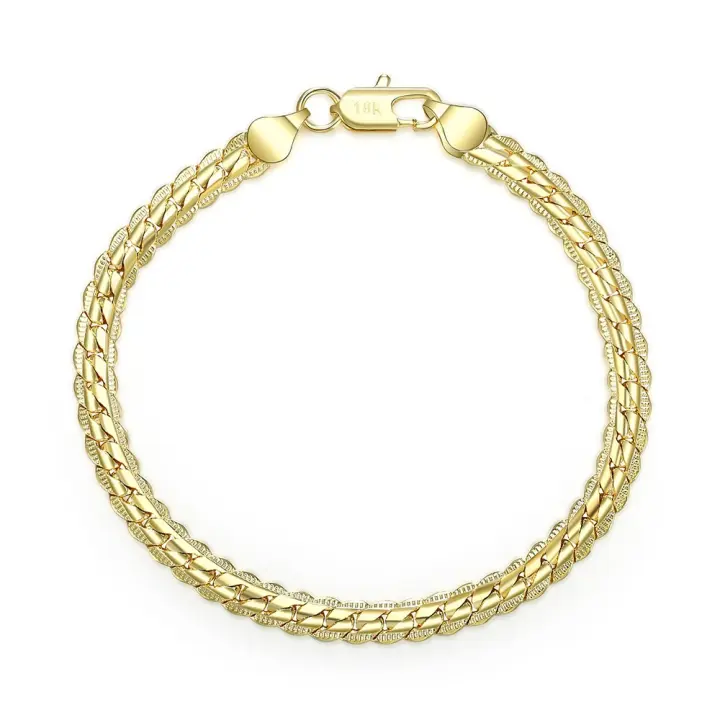 Una pulsera de serpiente dorada adecuada tanto para hombres como para mujeres, regalo de boda moderno de 5 mm de ancho y 20 cm, regalo del Día de la Madre - 1