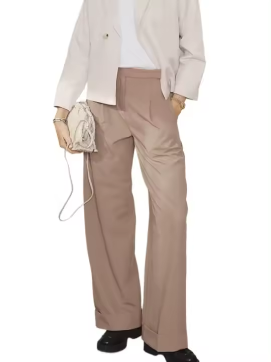 Moda coreana para mujer Pantalones cargo de pierna ancha de cintura alta - 1