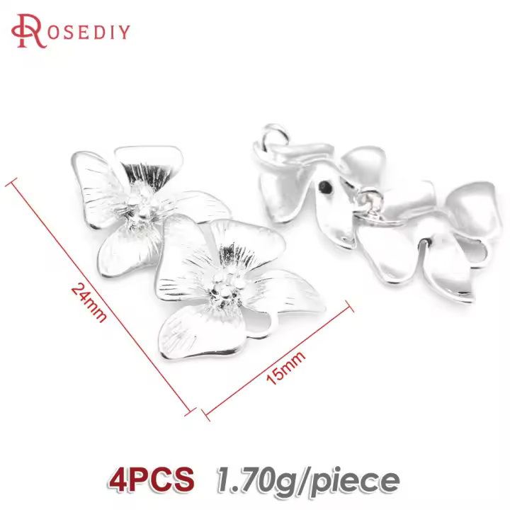 Colgantes de flores combinados de latón, Color dorado de 18K, Color plateado, joyería de alta calidad, fabricación de pendientes, accesorios Diy - 1