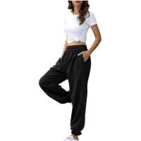 Pantalones de sandalia sueltos deportivos casuales para mujer, cintura elástica, color sólido - details 5