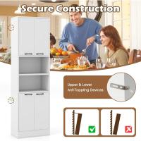 Aparador de Cocina con 2 Armarios con Puertas y Estantes Abiertos, Armario Alto de 6 Niveles con Dispositivo Antivuelco, Mueble de Almacenamiento para Salón, 56 x 30 x 190 cm (Blanco) - details 3