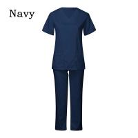 Uniforme de trabajo de enfermera de manga corta con cuello en V de color sólido para mujer, conjunto de ropa de trabajo de enfermería médica para médico de hospital, ropa de cirugía Dental - details 5