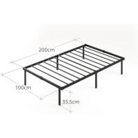 Cama Caleb de 100 x 200 cm - Altura 36 cm con Espacio de Almacenamiento Debajo de la Cama - Marco de Cama de Metal - Marco de Cama Plegable - Negro - details 1