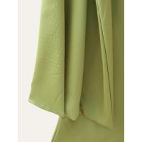 Vestido largo elegante y sexy de satén verde sin espalda para mujer, estilo halter, para fiesta. - details 12