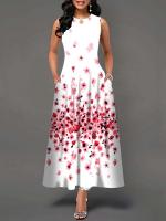 Women's Boho Long Dress Elegant Sleeveless Floral Print Casual Beach Party Summer Dress - details 22