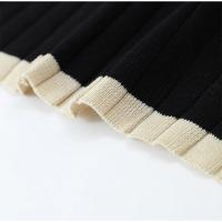 Vestido corto plisado de punto con bordes en contraste para mujer, minivestido elegante de cuello alto sin mangas, ajustado,2024 - details 3