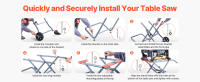 SucceBuy Soporte portátil para sierra de mesa, capacidad de carga de 350 libras, mesa plegable rodante con ruedas de goma de 8 pulgadas, construcción resistente, universal - details 5