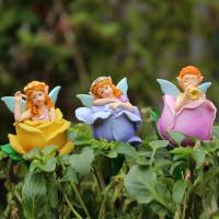Juego de 3 Inserções de Hada Floral Artesanías de Resina, Inserções de Maceta y Bonsái, Decoración de Patio y Jardín - details 5