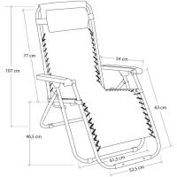 Pack de 2 sillas, Tumbonas Gravedad Cero reclinables con Bloqueo de Seguridad de Tejido Oxford y Acero de 95x65x106 cm, Hamacas jardín con cojín (Negro) - details 2