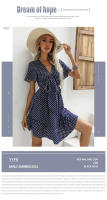 Nuevo vestido de lunares hueco con cuello en V de verano para mujer - details 1