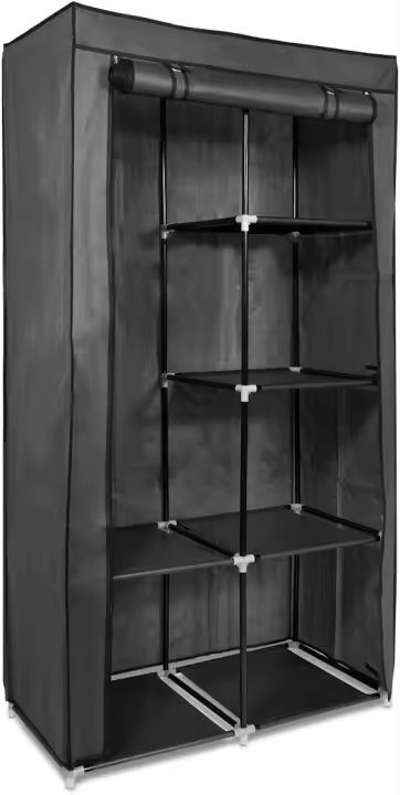 Armario de Tela Plegable Grande Ropero con Baldas y Barra para Colgar Ropa 88 x 170 x 45 CM - 1