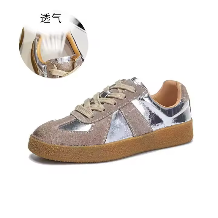 Zapatillas de deporte de suela gruesa para mujer Zapatos de tenis de corte bajo brillantes a la moda - 1