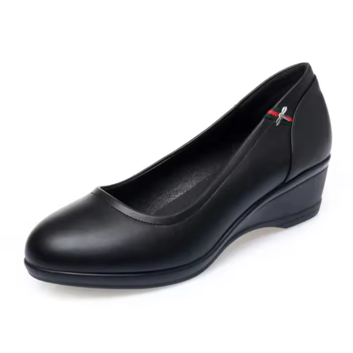 Zapatos de Trabajo para Mujer de Suela Suave de Cuero Puntura Redonda Comoditaria Antideslizante Resistente al Desgaste - 1