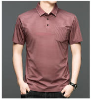 Polo polo camisa de moda traje de papá a rayas versátil verano manga corta top de hombre - details 7