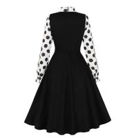 Elegante Vestido de Moda Retro de Tiempo de Verano-Otoño Hepburn Manga Larga, Cuello con Lazo, Estilo Rockabilly Sexy para Mujeres - details 2