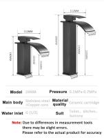 Grifo de lavabo corto o alto negro, montaje en cubierta, soporte único, grifo caliente y frío de un solo orificio, Material de acero inoxidable, grifo moderno - details 1