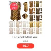 Chaleco de seda sólida para hombre, corbata de color champán, rosa, azul, verde, morado y rojo, gemelos de pañuelo, clips formales para boda y negocios - details 43