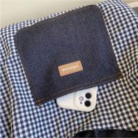 Bolso de tela de doble cara a cuadros, chaleco vaquero, estilo coreano, bolso de hombro vaquero Retro, bolso de mano de gran capacidad, bandolera Bohemia - details 9