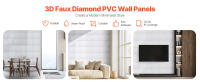 SucceBuy Paneles de pared 3D, paquete de 33 azulejos de diamante de arte moderno de PVC de 11,81 x 11,81 pulgadas, panel decorativo de cobertura de 32 pies cuadrados para techo, dormitorio, sala de estar y juegos, blanco mate - details 0