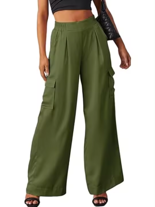 Cargo de cintura alta para mujer, nuevos pantalones de moda, pantalones sueltos de pierna ancha para primavera y verano - 1