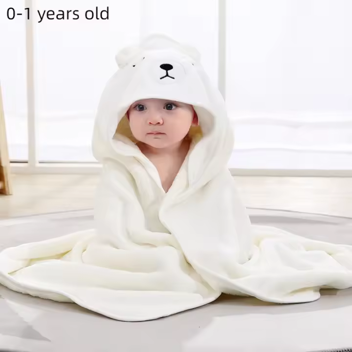 Toalla de baño para acurrucarse para bebé, manta de aire acondicionado con capucha, manta envolvente cálida para dormir, 80x80cm - 1