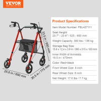 VEVOR andador enrollable para personas mayores y adultos, andador plegable de aluminio ligero con asiento y Asa ajustables - details 7