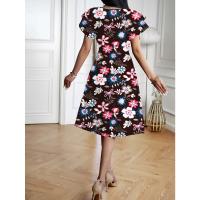 Elegante Vestido de Verano Cuello en V, Manga de Flor, Spandex Poliéster para Mujer - details 3