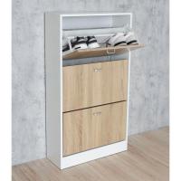 Mínimalista Diseño de Puerta Oscilobatiente 6 Baldas para 28 Zapatos Estructura Blanco/Taupe - details 4