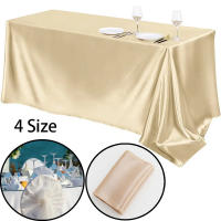 145X275 Mantel de boda tela de satén Rectangular cubierta superpuesta negra mantel champán fiesta cena banquete Decorati - details 3