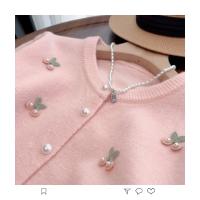 Cárdigan de punto coreano para primavera y otoño, suéter versátil francés dulce y suave con cuello redondo y glutinoso - details 0
