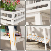 UNHO Estanterias para Plantas Madera Insterior Soporte Taburete para Macetas Blanco - details 3