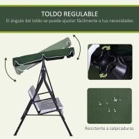 Columpio de Jardín de 3 Plazas Balançín Exterior con Techo Ajustable y Marco de Acero - details 2