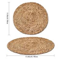 Mantel individual de mimbre tejido a mano de 30cm, almohadilla aislante para taza de té, tapetes para cubiertos, mantel redondo para mesa para comedor, decoración para fiesta de boda en casa, 4 Uds. - details 1