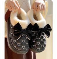 Botines de plataforma para mujer, botines de nieve de invierno de diseñador con lazo, zapatillas mullidas para interiores, zapatos planos de casa para mujer, calzado de moda cálido - details 7