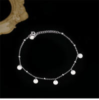 Tobilleras de Plata Esterlina Minimalistas Versátiles Disco Redondo para Mujeres 2024 - details 1