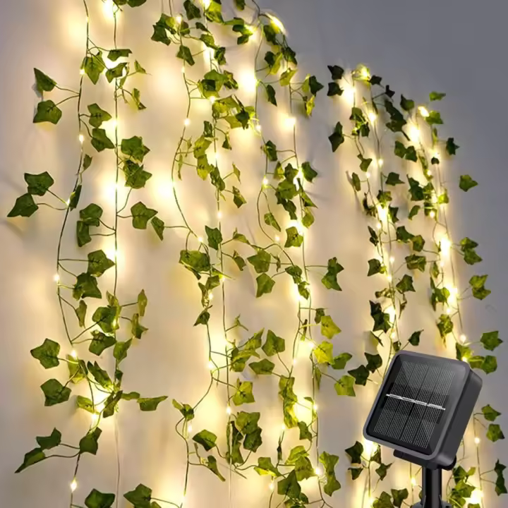 Guirnaldas Luces LED Solares Cadena de Hiedra Artificial 100LED 10M Decoración de Jardín - 1